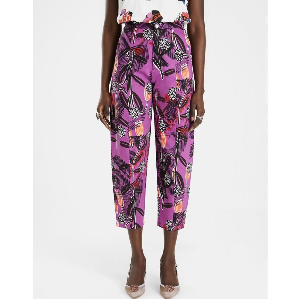 Desigual Women’s Purple Balloon Trousers Multi Media Flowers